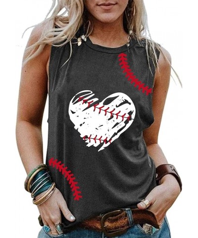 Baseball Mom Shirt Tank Tops Baseball Love Graphic Tee Shirts Women Summer Casual Loose Sleeveless Shirt Darkgrey3 $11.93 Tanks