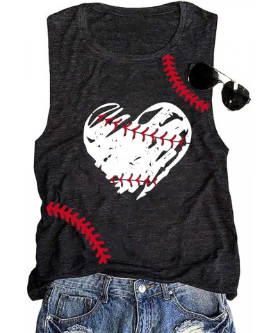 Baseball Mom Shirt Tank Tops Baseball Love Graphic Tee Shirts Women Summer Casual Loose Sleeveless Shirt Darkgrey3 $11.93 Tanks