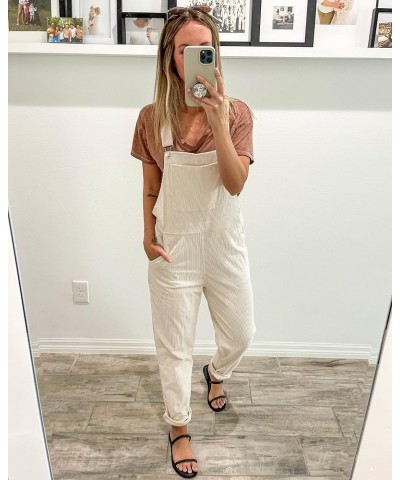 Corduroy Overalls for Women Adjustable Straps Fashion Bib Overall Jumpsuit with Pocket Tapered Leg Trendy 90s Vanilla $25.75 ...