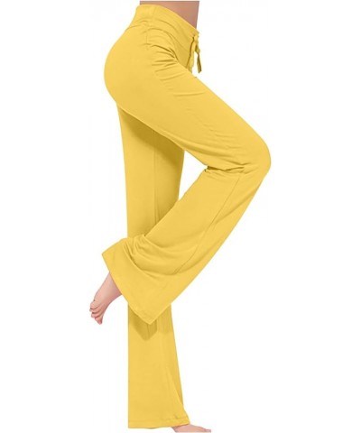 Slacks for Women Dressy Casual High Waist Stright Leg Drawstring Dress Pants Business Work Office Lounge Trousers Yellow $7.2...