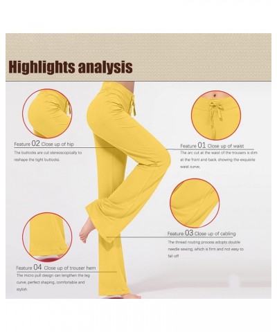 Slacks for Women Dressy Casual High Waist Stright Leg Drawstring Dress Pants Business Work Office Lounge Trousers Yellow $7.2...