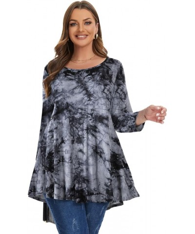 Women Casual Loose Fit Swing Flare Tunic Tops Basic Plus Size Flowy Shirt B-black&long $8.84 Tops