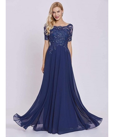 Women's Long Lace Mother of The Bride Dresses with Sleeves Bateau Chiffon Maxi Formal Evening Gowns Black $39.74 Dresses