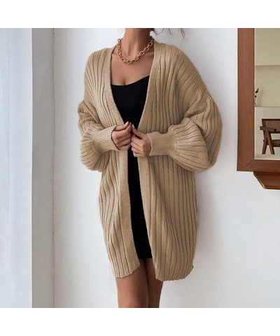 Women Fall Cardigan 2023 Long Sleeve Chunky Knit Cardigan Open Front Cozy Sweater Coat Sweaters Outerwear with Pocket 5-khaki...