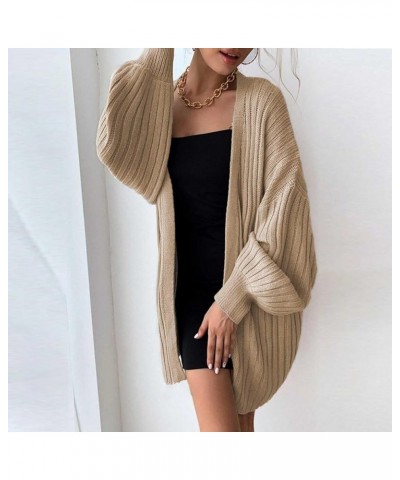 Women Fall Cardigan 2023 Long Sleeve Chunky Knit Cardigan Open Front Cozy Sweater Coat Sweaters Outerwear with Pocket 5-khaki...