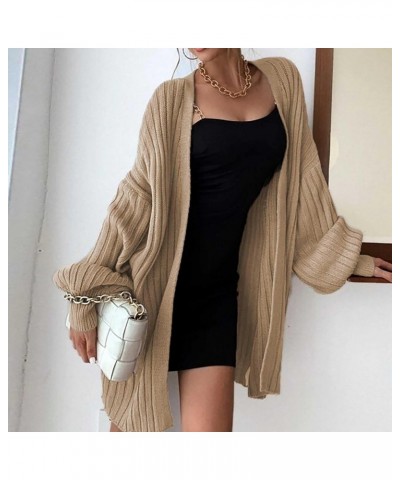 Women Fall Cardigan 2023 Long Sleeve Chunky Knit Cardigan Open Front Cozy Sweater Coat Sweaters Outerwear with Pocket 5-khaki...