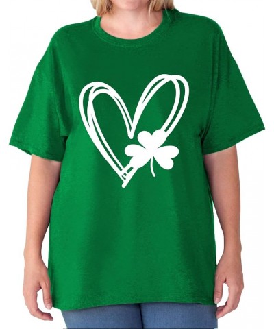 Plus Size St. Patrick's Day Shirt for Women Lucky Shamrock Tee Shirts Irish Clover Graphic Print Tops Green-love $19.43 Others