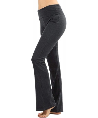 Women Plus Size Fold Over Waist Cotton Stretch Flare Leg Boot Cut Yoga Pants Leggings Charcoal 3X $13.29 Leggings