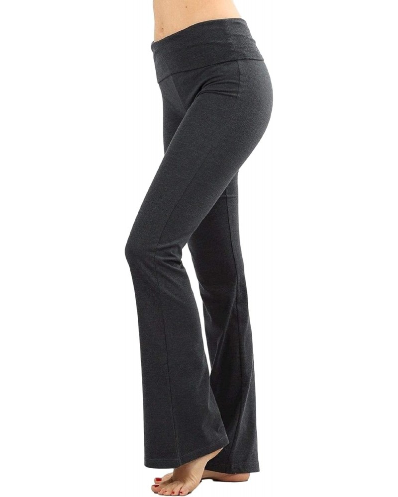 Women Plus Size Fold Over Waist Cotton Stretch Flare Leg Boot Cut Yoga Pants Leggings Charcoal 3X $13.29 Leggings