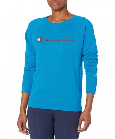 Women's Powerblend Crew, Screen Print Script, Balboa Blue, X-Large $22.55 Activewear