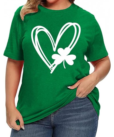 Plus Size St. Patrick's Day Shirt for Women Lucky Shamrock Tee Shirts Irish Clover Graphic Print Tops Green-love $19.43 Others