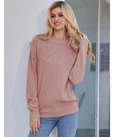 Women's Long Sleeve Raglan Cute Argyle Knitted Pullover Sweater Pink $8.60 Sweaters