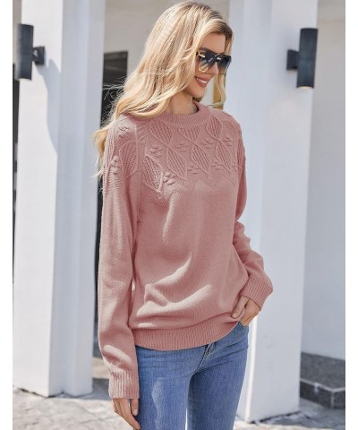 Women's Long Sleeve Raglan Cute Argyle Knitted Pullover Sweater Pink $8.60 Sweaters