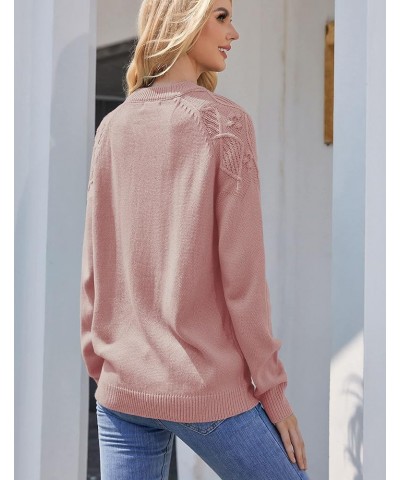 Women's Long Sleeve Raglan Cute Argyle Knitted Pullover Sweater Pink $8.60 Sweaters