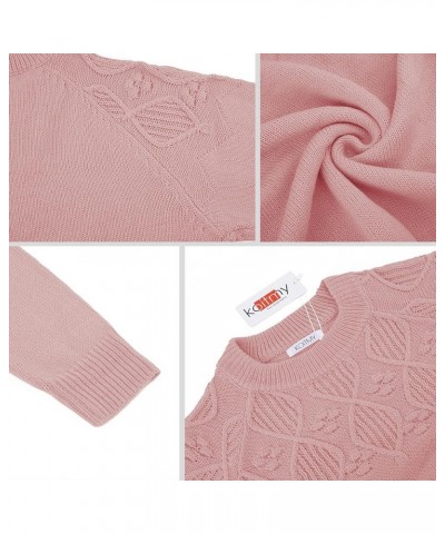 Women's Long Sleeve Raglan Cute Argyle Knitted Pullover Sweater Pink $8.60 Sweaters