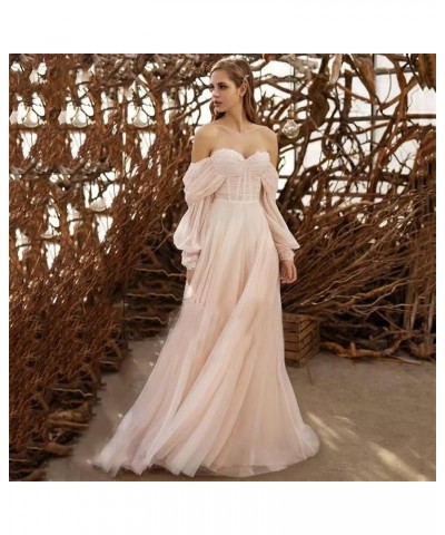 Women's Tulle Long Prom Dress Puffy Sleeve 2023 Off Shoulder Sweetheart Vintage Evening Party Gowns Lavender $32.40 Dresses