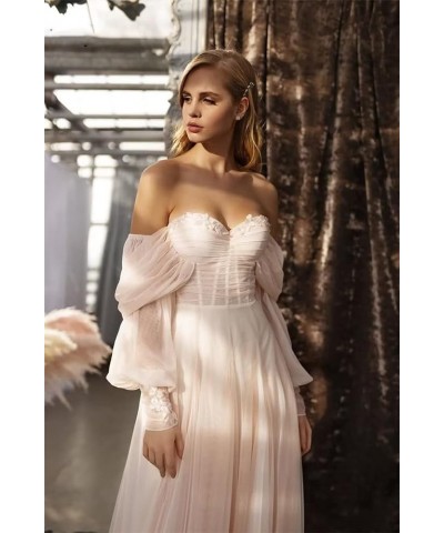 Women's Tulle Long Prom Dress Puffy Sleeve 2023 Off Shoulder Sweetheart Vintage Evening Party Gowns Lavender $32.40 Dresses