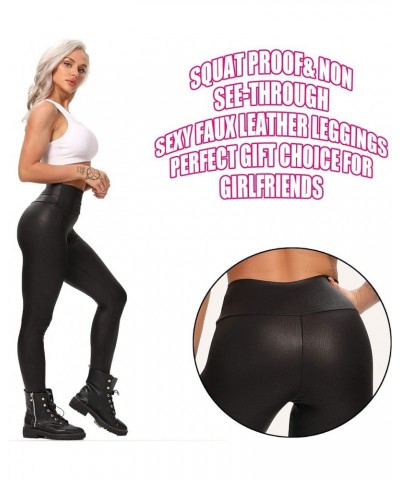 Womens Sexy Leather Leggings PU High Waist Butt Lifting Pleather Pants Stretchy Faux Leather Tights Push Up A-snake Pattern B...