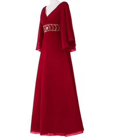 A-line Mother of The Bride Dresses for Wedding Plus Size Bell Sleeves Formal Evening Party Dresses Red $38.85 Dresses