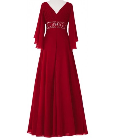 A-line Mother of The Bride Dresses for Wedding Plus Size Bell Sleeves Formal Evening Party Dresses Red $38.85 Dresses