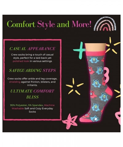 Women's 12 Pairs Lightweight Colorful Patterned Crew Socks Available In Sizes Bright Colors Space Dye $11.25 Socks