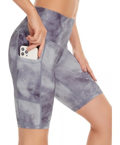 High Waist Out Pocket Yoga Short Tummy Control Workout Running 4 Way Stretch Yoga Leggings Galaxygray $12.68 Activewear