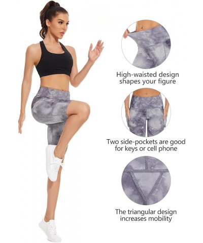 High Waist Out Pocket Yoga Short Tummy Control Workout Running 4 Way Stretch Yoga Leggings Galaxygray $12.68 Activewear