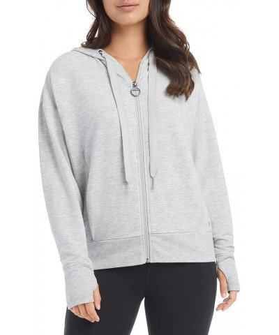 Women's Pleated Studio Zip Up Hoodie Silver Heather $18.84 Activewear