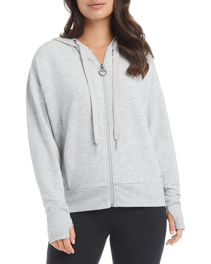 Women's Pleated Studio Zip Up Hoodie Silver Heather $18.84 Activewear