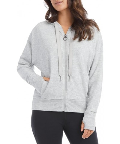 Women's Pleated Studio Zip Up Hoodie Silver Heather $18.84 Activewear