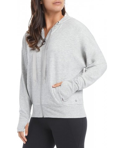 Women's Pleated Studio Zip Up Hoodie Silver Heather $18.84 Activewear