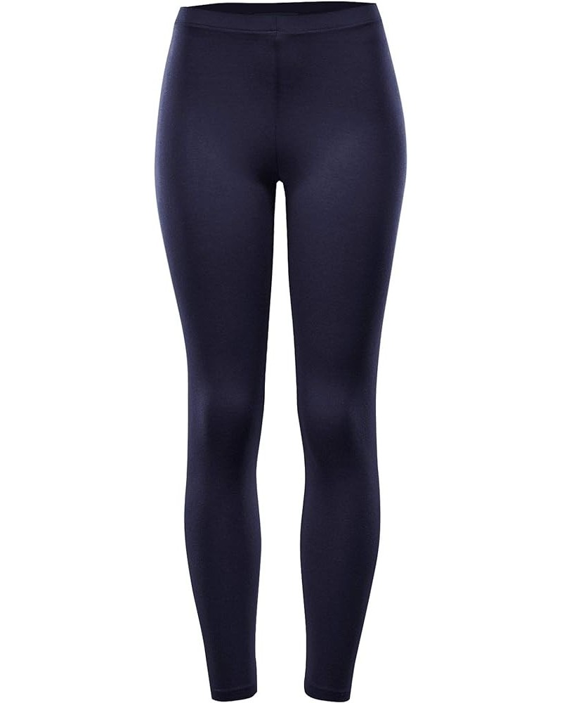 Women Solid Basic Jersey Elastic Full Ankle Legging True Navy $9.69 Leggings