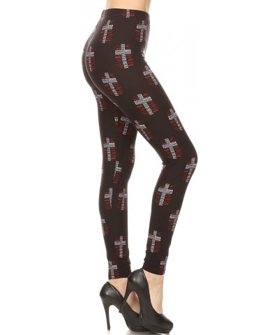 High Waisted Family & Holiday Events Print Leggings for Women - Reg, Plus, 1X3X, 3X5X Full Length Spritual Cross $7.97 Leggings