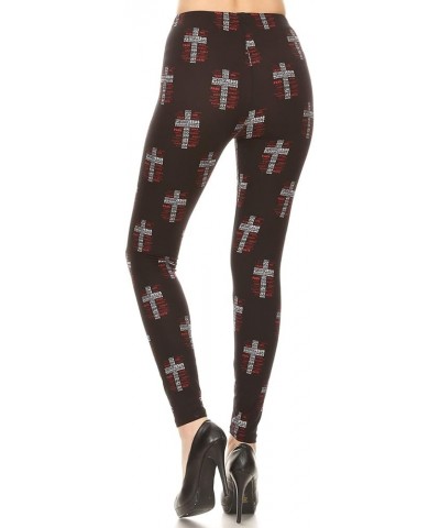 High Waisted Family & Holiday Events Print Leggings for Women - Reg, Plus, 1X3X, 3X5X Full Length Spritual Cross $7.97 Leggings