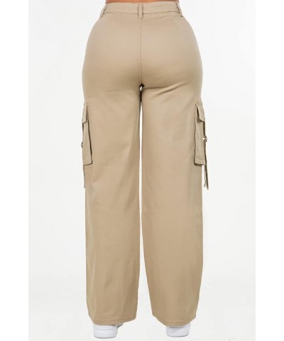 Women's Trendy Wide Bottom Twill Cargo Pants with Spandex Khaki Rjh20697 $20.64 Others