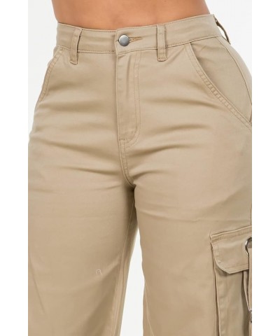 Women's Trendy Wide Bottom Twill Cargo Pants with Spandex Khaki Rjh20697 $20.64 Others