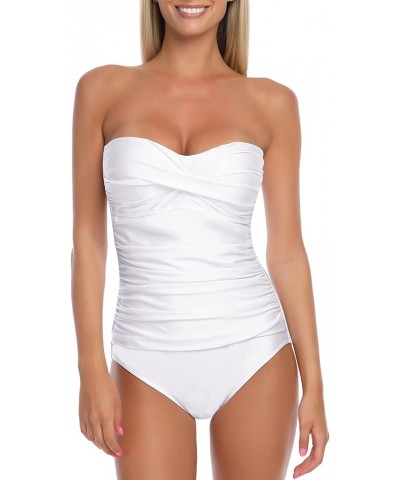 Women's Strapless One Piece Swimsuit White $23.59 Swimsuits