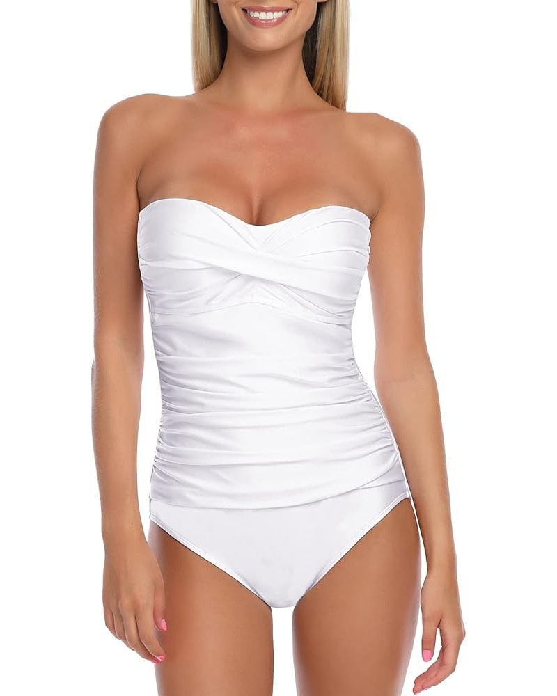 Women's Strapless One Piece Swimsuit White $23.59 Swimsuits