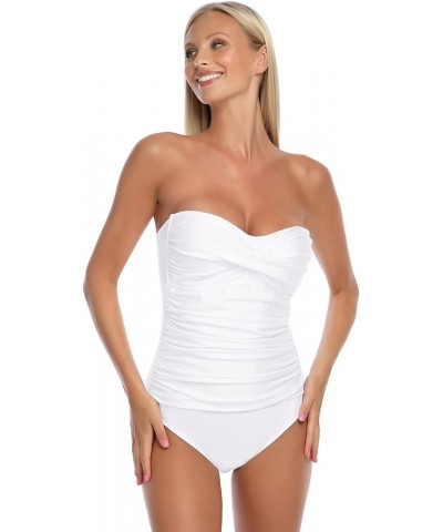 Women's Strapless One Piece Swimsuit White $23.59 Swimsuits