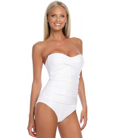 Women's Strapless One Piece Swimsuit White $23.59 Swimsuits