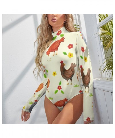 Women's Mock Turtle Neck Long Sleeve Bodysuit Tops Sexy T-Shirt Leotard Jumpsuit Pattern (568) $13.12 Bodysuits