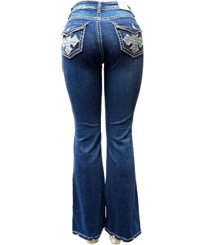 Jack David H&Y U-Cute Rose 2 Rhinestone Studded Denim Bootcut Flap Pocket Jeans Legend Jeans Bell Bottom Ym304 $26.09 Jeans