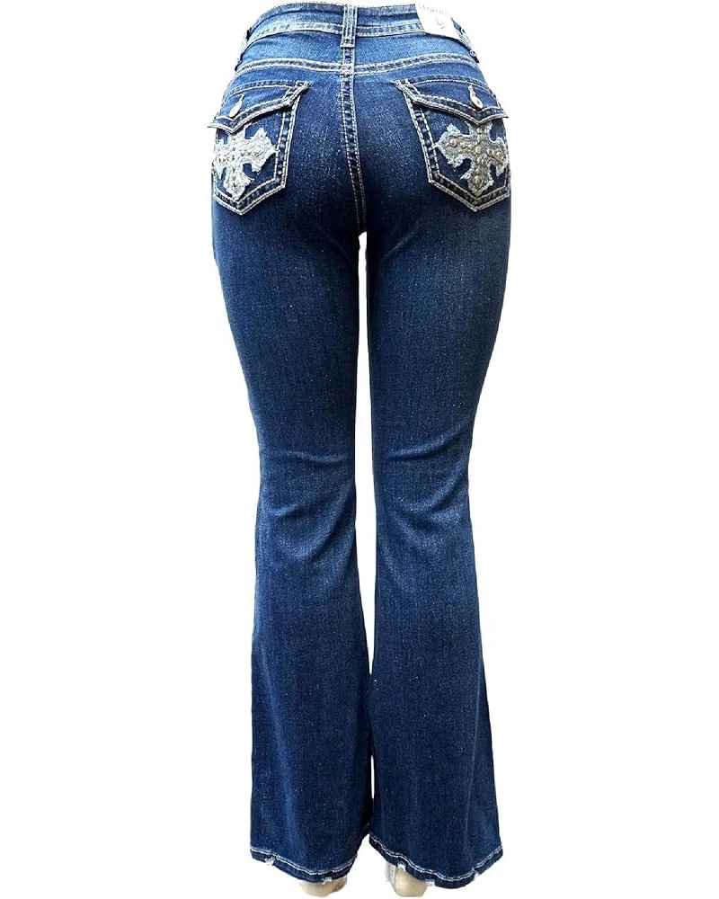 Jack David H&Y U-Cute Rose 2 Rhinestone Studded Denim Bootcut Flap Pocket Jeans Legend Jeans Bell Bottom Ym304 $26.09 Jeans