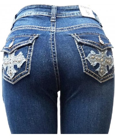 Jack David H&Y U-Cute Rose 2 Rhinestone Studded Denim Bootcut Flap Pocket Jeans Legend Jeans Bell Bottom Ym304 $26.09 Jeans