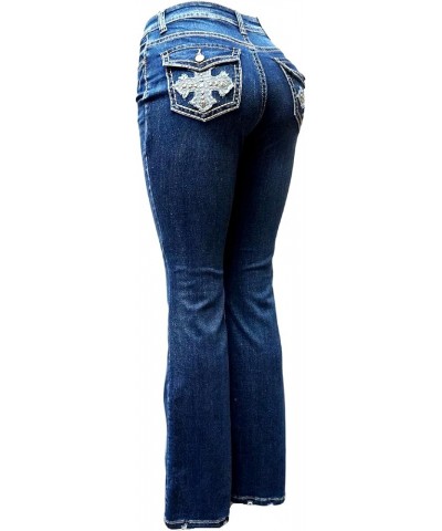 Jack David H&Y U-Cute Rose 2 Rhinestone Studded Denim Bootcut Flap Pocket Jeans Legend Jeans Bell Bottom Ym304 $26.09 Jeans