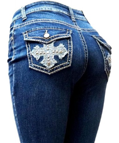 Jack David H&Y U-Cute Rose 2 Rhinestone Studded Denim Bootcut Flap Pocket Jeans Legend Jeans Bell Bottom Ym304 $26.09 Jeans