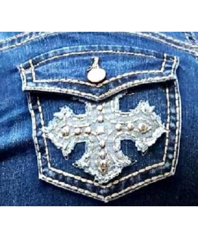 Jack David H&Y U-Cute Rose 2 Rhinestone Studded Denim Bootcut Flap Pocket Jeans Legend Jeans Bell Bottom Ym304 $26.09 Jeans