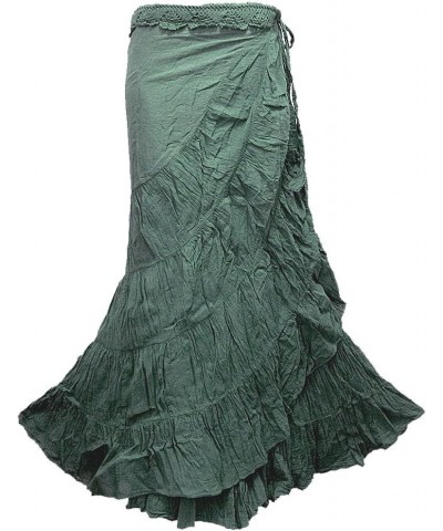 Women's Crochet Waist Ruffle Wrap Around Long Skirt Teal (42) $16.72 Skirts