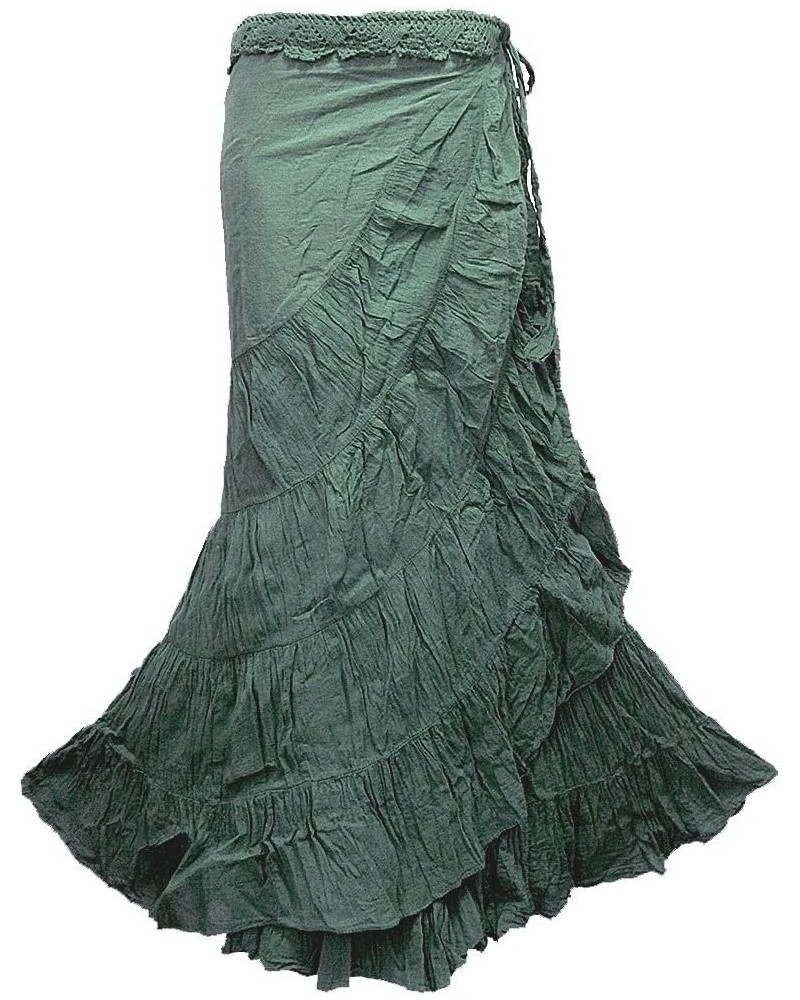 Women's Crochet Waist Ruffle Wrap Around Long Skirt Teal (42) $16.72 Skirts