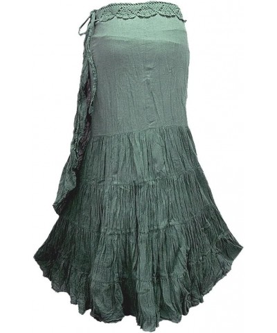 Women's Crochet Waist Ruffle Wrap Around Long Skirt Teal (42) $16.72 Skirts